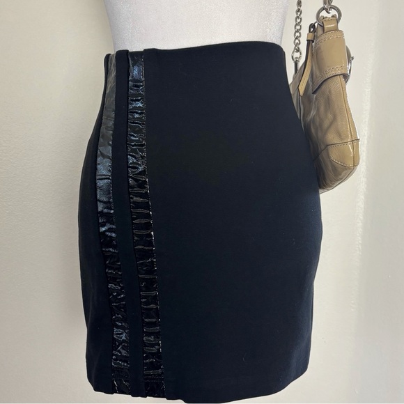 Alberto Makali Black Mini Skirt with Faux Leather Detail | Size S - Picture 2 of 6